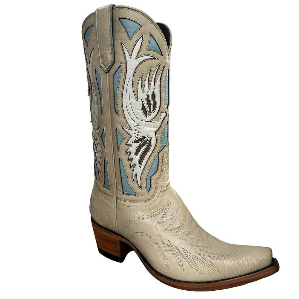 NEW AZULADO women's freebird boots in tan/cream/blue